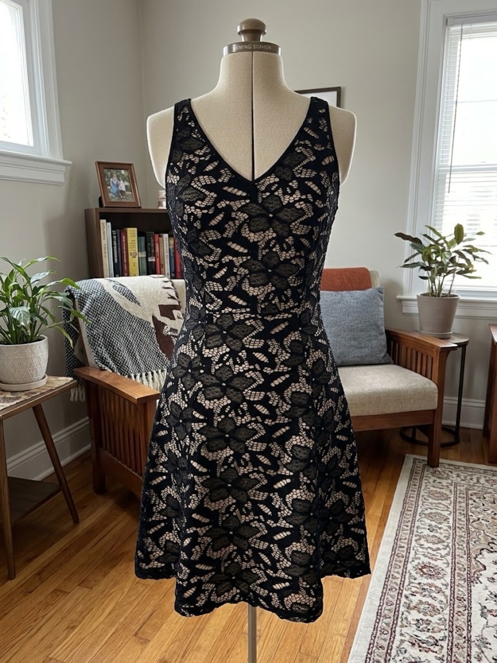 New York & Company Black Lace Fit-and-Flare Mini Dress